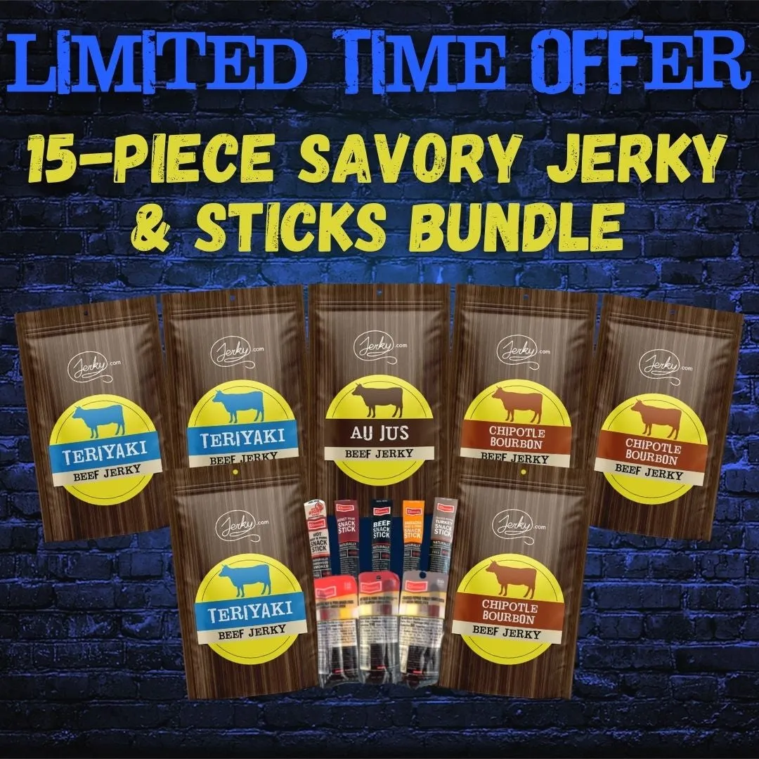 15 Piece Savory Jerky & Sticks Bundle