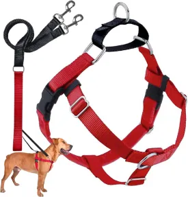 2 Hounds Design Freedom No Pull Dog Harness, Adjustable Harness and Leash Set, Easy Walking & Comfortable Control, Fits Small, Medium & Large Dogs, Solid Colors, Made in USA, 1" XL, Red