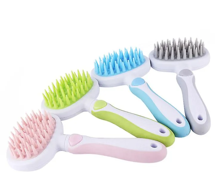 2Pcs green pet Hair Removal Comb soft Silicone Massager comb AZ21731