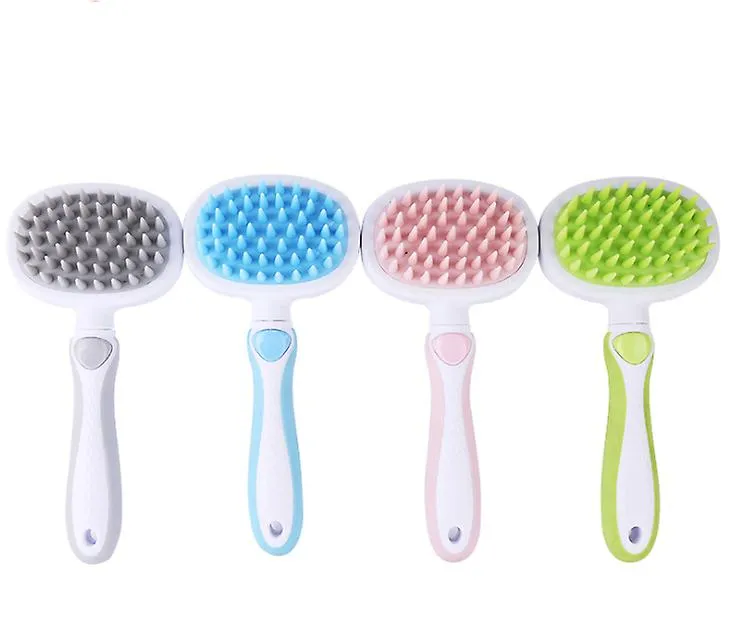2Pcs green pet Hair Removal Comb soft Silicone Massager comb AZ21731