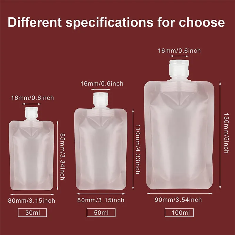 4 Pcs Refillable Empty Squeeze Pouch Bags for Toiletry Lotion Shampoo Shower Gel