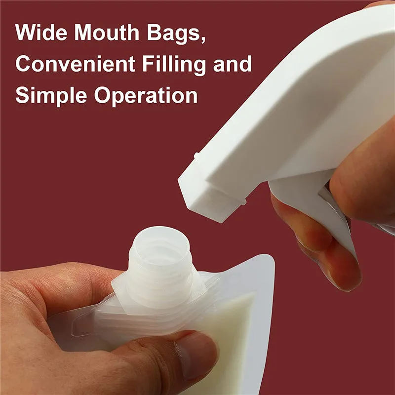 4 Pcs Refillable Empty Squeeze Pouch Bags for Toiletry Lotion Shampoo Shower Gel