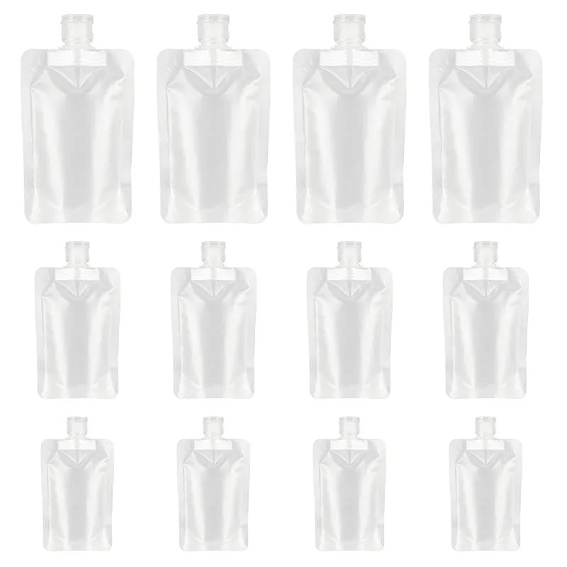 4 Pcs Refillable Empty Squeeze Pouch Bags for Toiletry Lotion Shampoo Shower Gel
