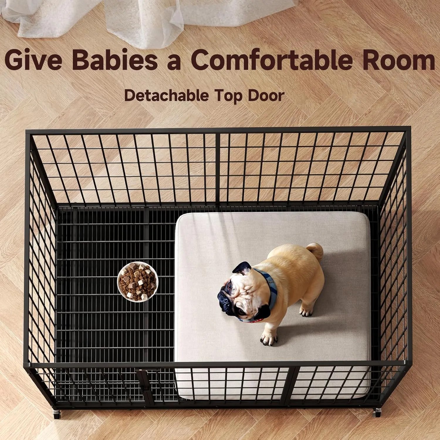 48/42/38 Inch Dog Crates for Meidum Small Dogs Folding Metal Wire Cages Dog Kennels Pet Cage with Double-Door,Removable Tray