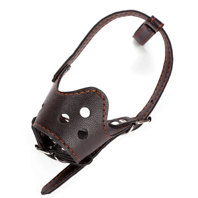 Adjustable PU Leather Dog Muzzle Mask Anti-bite