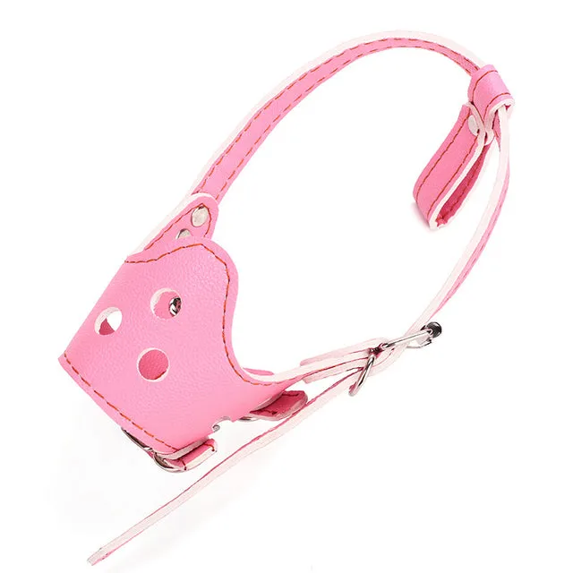 Adjustable PU Leather Dog Muzzle Mask Anti-bite