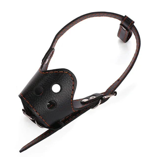 Adjustable PU Leather Dog Muzzle Mask Anti-bite