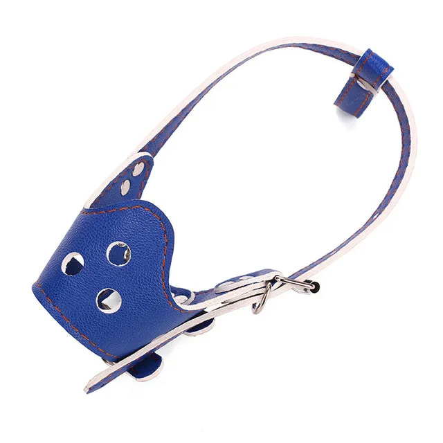Adjustable PU Leather Dog Muzzle Mask Anti-bite