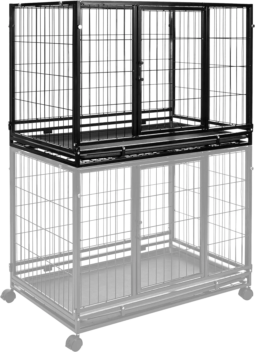 Amazon Basics - Portable Heavy Duty Stackable Dog & Pet Kennel with Tray, Black, 24.0"L x 28.0"W x 37.0"H