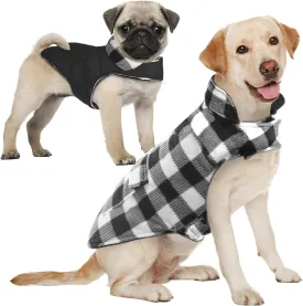 AOFITEE Dog Coat Plaid Dog Winter Coat for Large Dogs, Warm Dogs Jacket Christmas Sweater, Waterproof Pet Puffer Jacket, Reversible Pet Cold Weather Coats for Small Medium Large Pets, Black XXXL