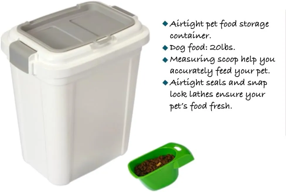 Ashfield & Harkness Airtight Pet Food Storage Container, up to 20 Lbs/ 23 Qt for Dog Cat Bird and Other Pet Food Storage, Easy Acces Including Scoup, Easy Access, Lightweight Keeps Pet Food Fresh