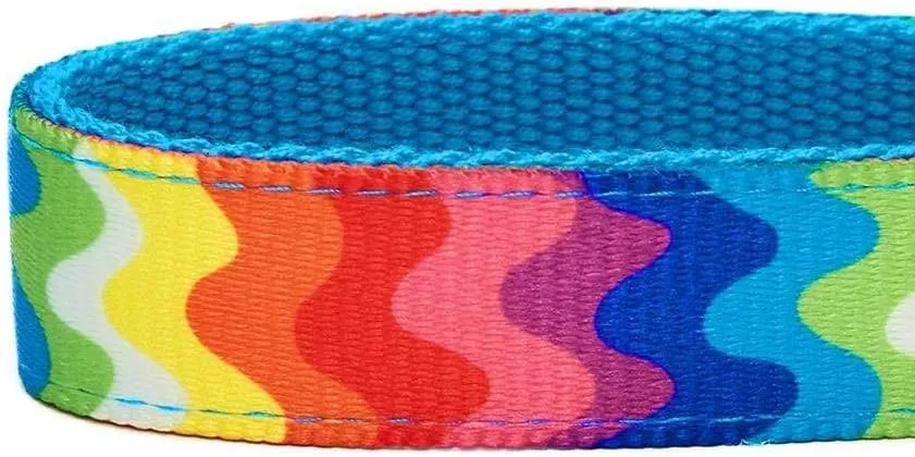 Blueberry Pet Rainbow Ripple Dream Adjustable Dog Collar with Blingy Dcor, Neck 13-16.5", for Medium Breed