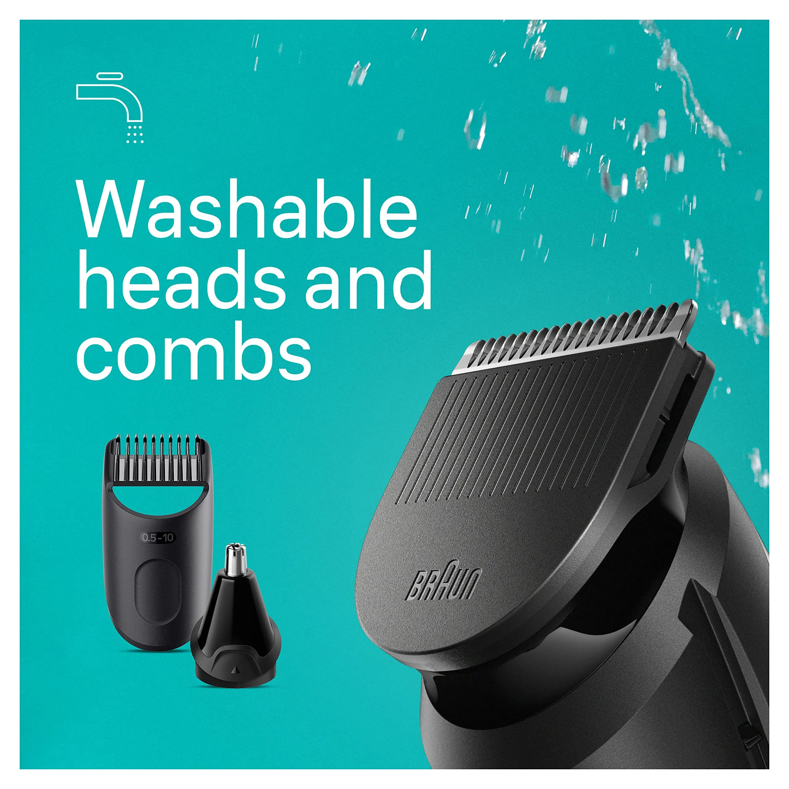 Braun All-In-One Style Kit Series 3 3430, 3-in-1 Trimmer for Men with Beard Trimmer, Ear & Nose Trimmer, Hair Clippers, Ultra-Sharp Blade, 20 Length Settings, Washable