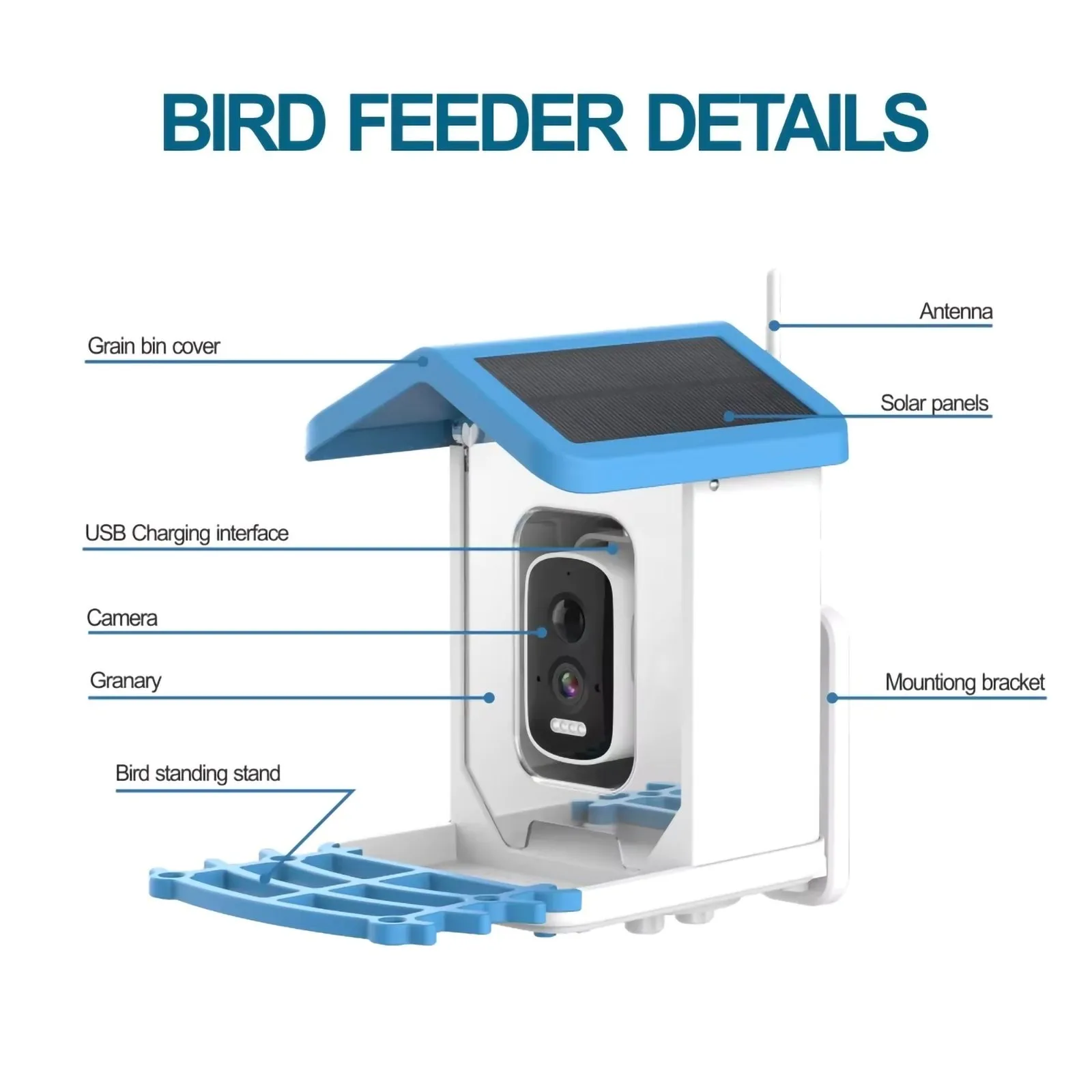 Brookstone Bird Feeder with Wireless Camera AI Species ID Solar Panel Smart Home