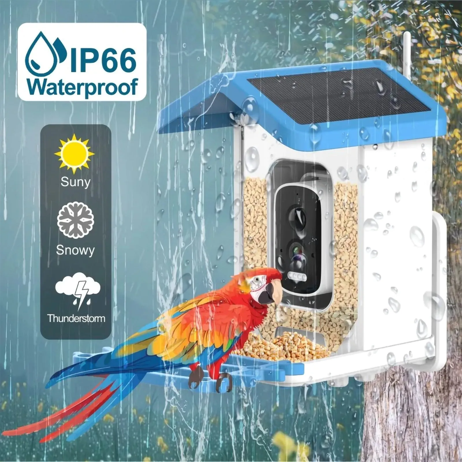 Brookstone Bird Feeder with Wireless Camera AI Species ID Solar Panel Smart Home