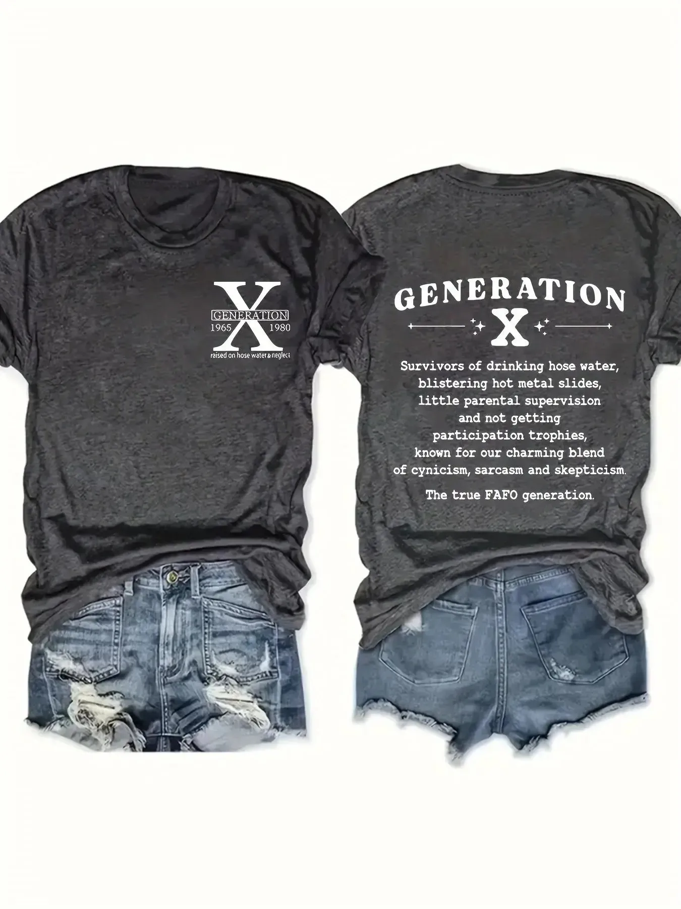 Chic Plus Size Letter Gen X Print Womens T-Shirt