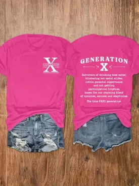 Chic Plus Size Letter Gen X Print Womens T-Shirt