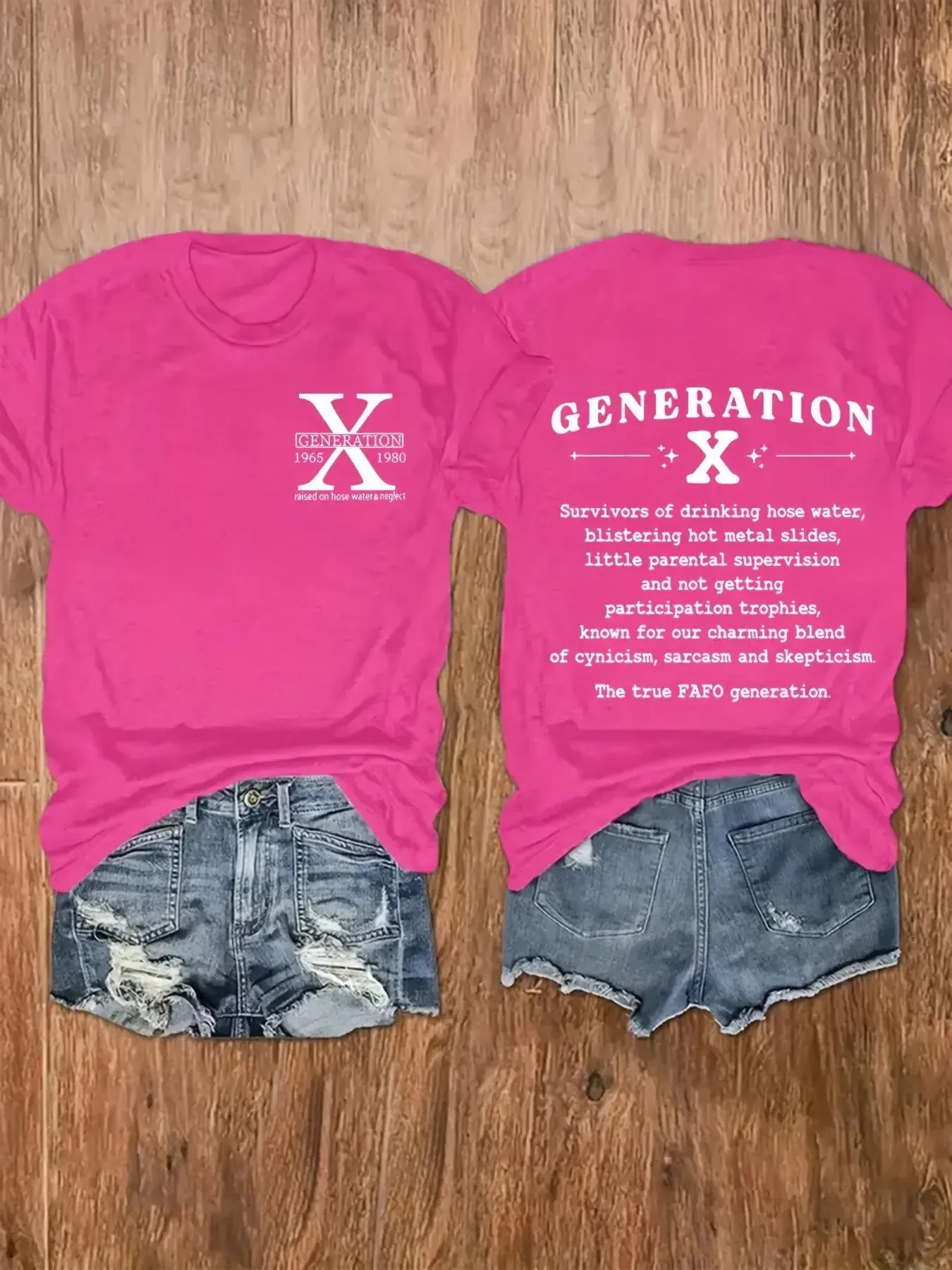 Chic Plus Size Letter Gen X Print Womens T-Shirt