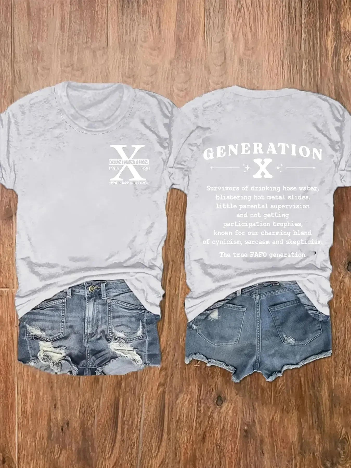 Chic Plus Size Letter Gen X Print Womens T-Shirt