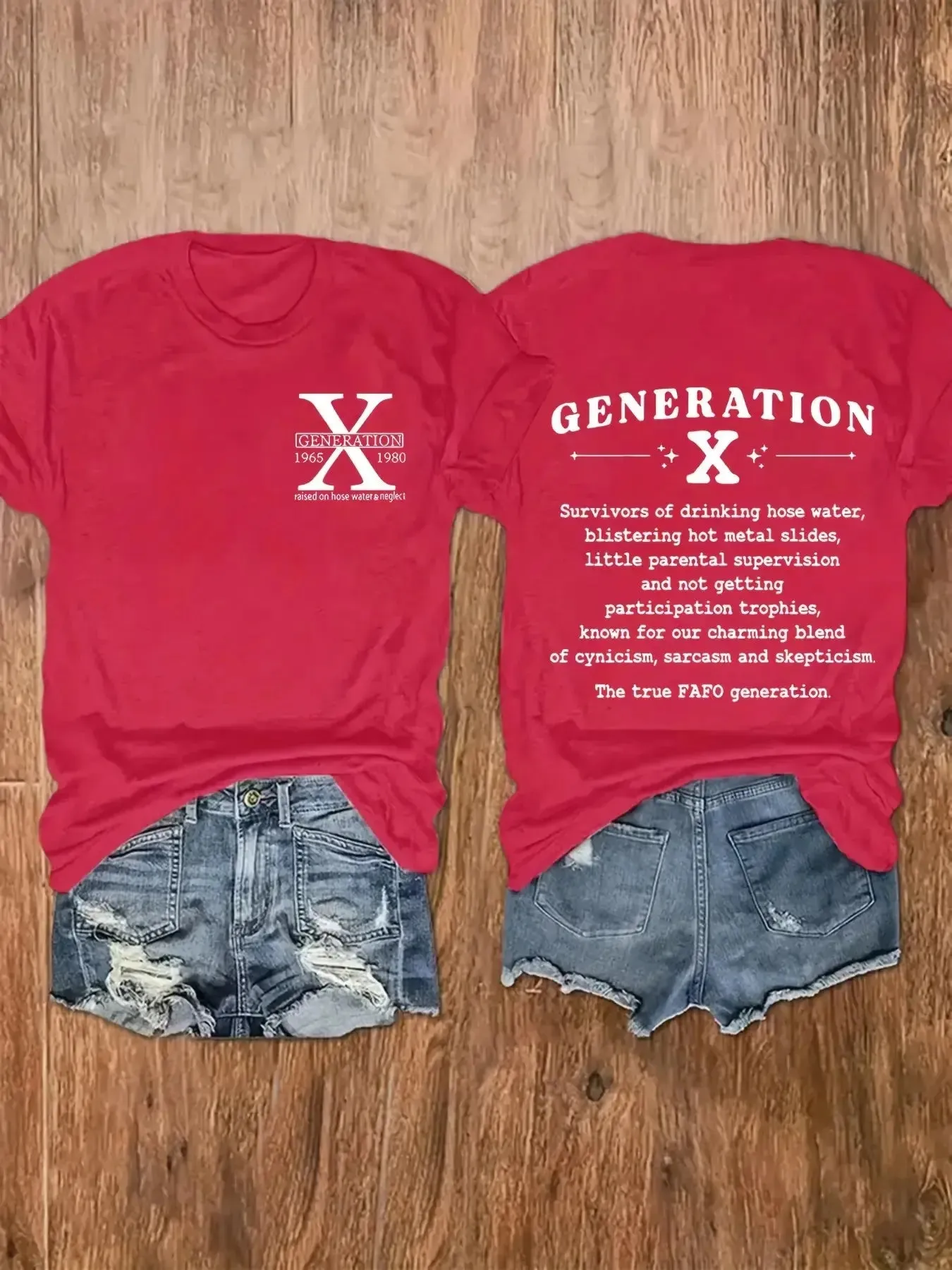 Chic Plus Size Letter Gen X Print Womens T-Shirt