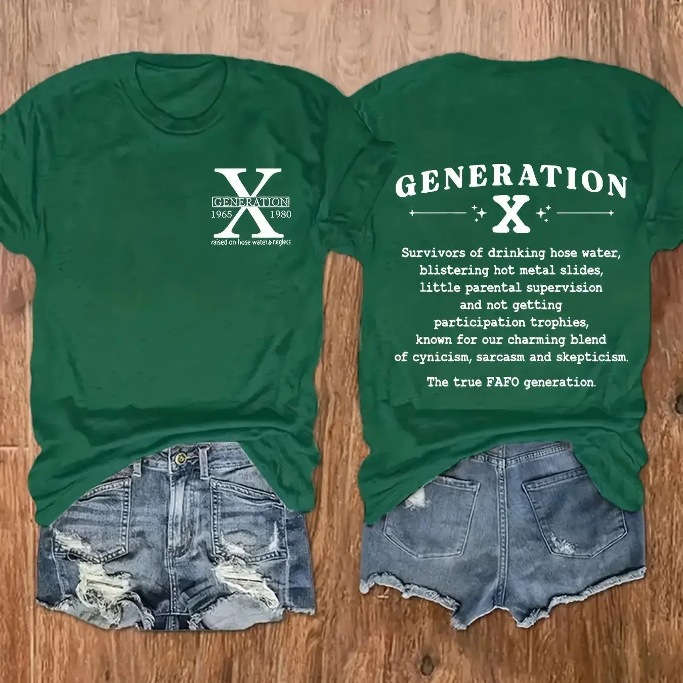 Chic Plus Size Letter Gen X Print Womens T-Shirt