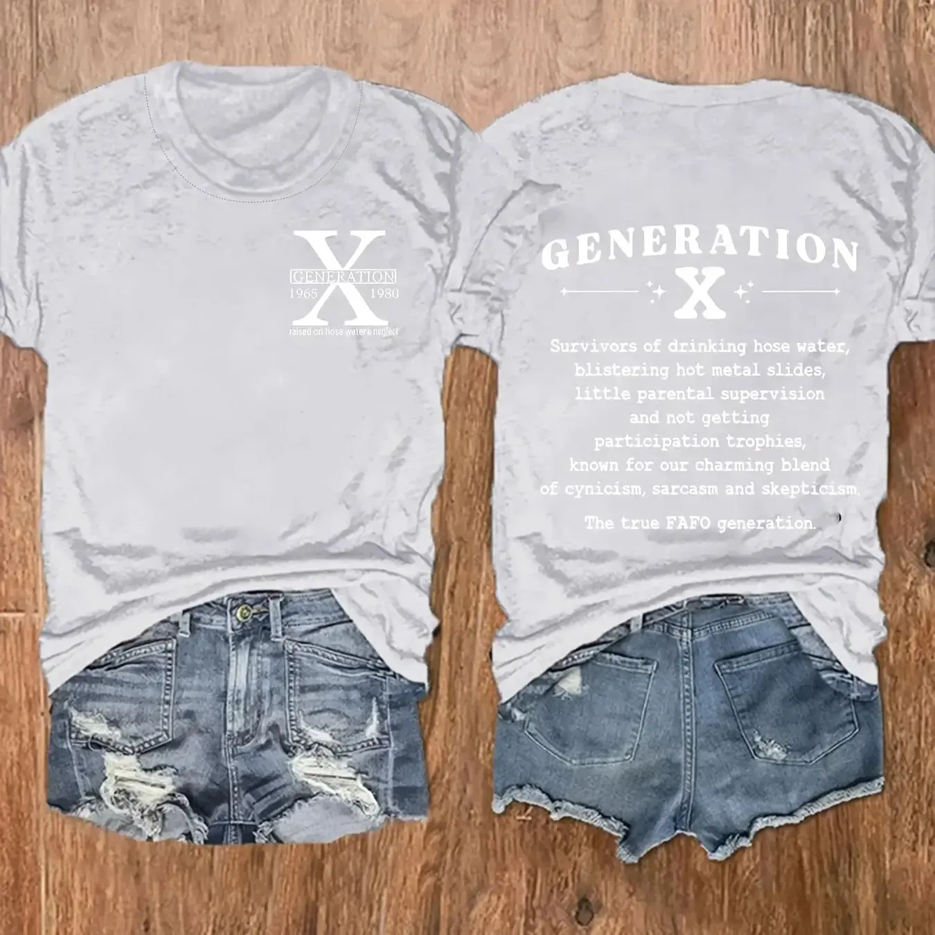 Chic Plus Size Letter Gen X Print Womens T-Shirt