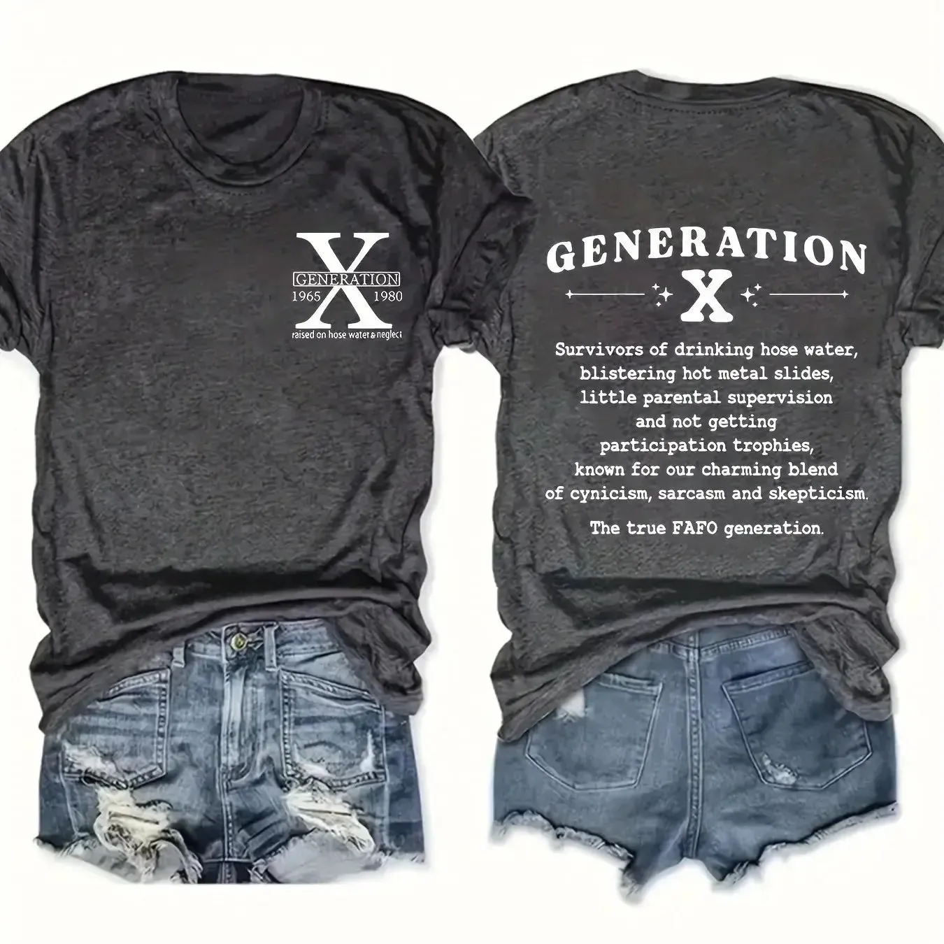 Chic Plus Size Letter Gen X Print Womens T-Shirt
