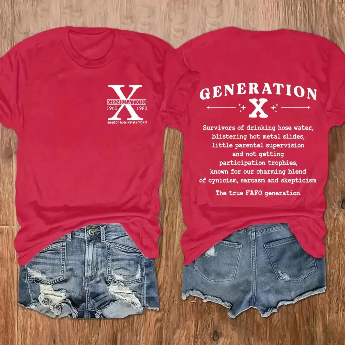 Chic Plus Size Letter Gen X Print Womens T-Shirt