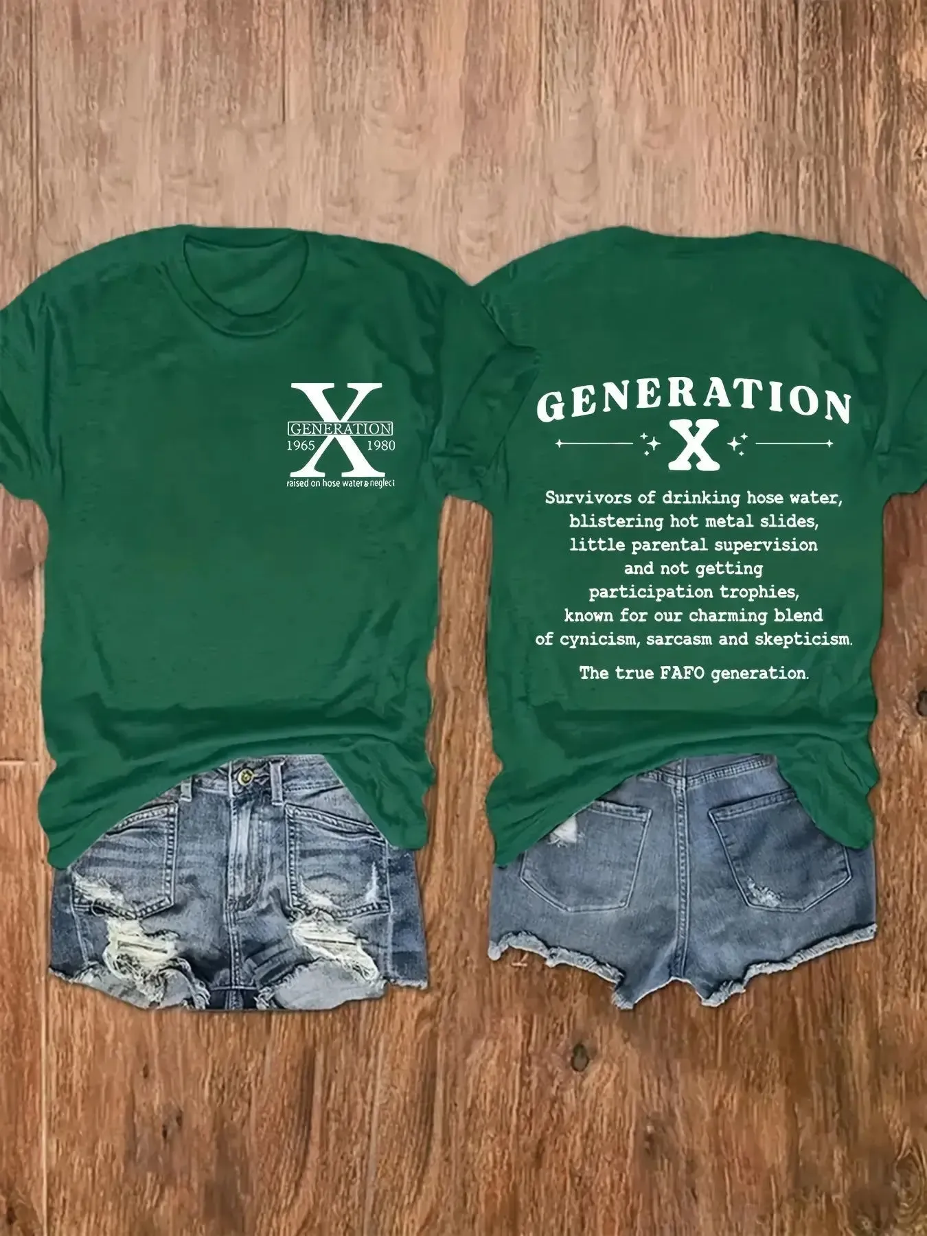 Chic Plus Size Letter Gen X Print Womens T-Shirt