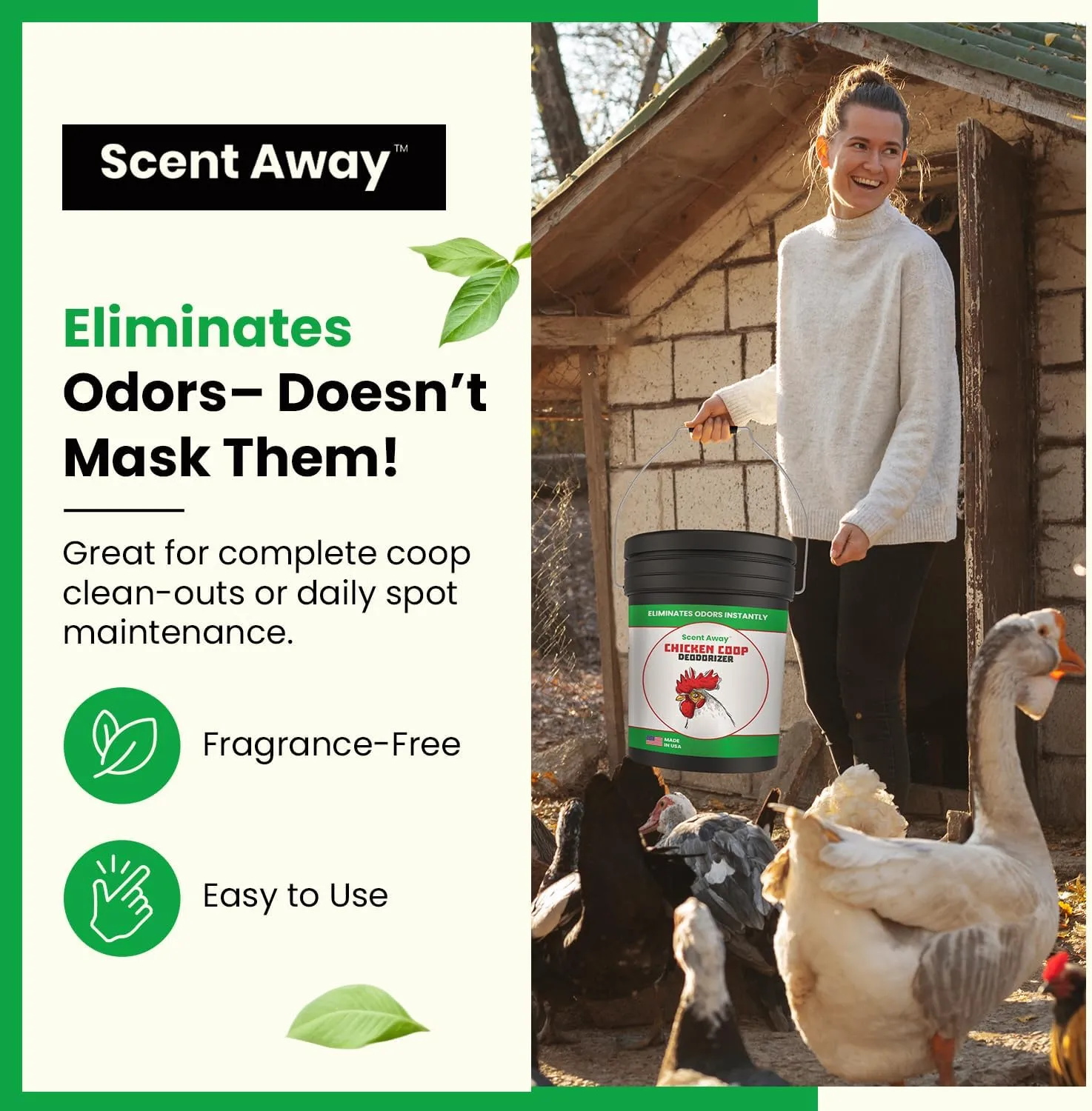 Chicken Coop Deodorizer | Coop Refresher | Fragrance-Free Bedding | Active Carbon and Zeolite Combo Eliminates Odors | 25lbs. (11.34kg)