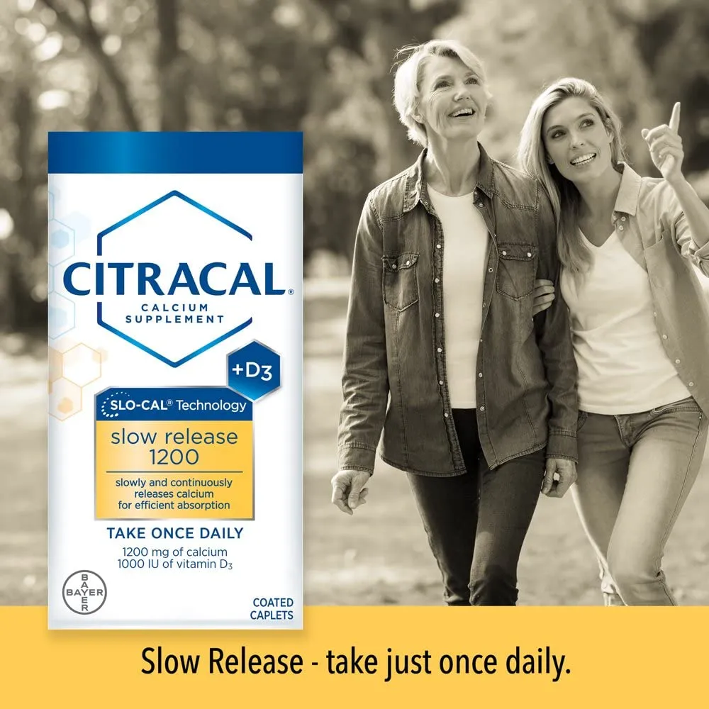 Citracal Slow Release 1200, Calcium Citrate 1200 mg, Calcium Carbonate Blend with D3