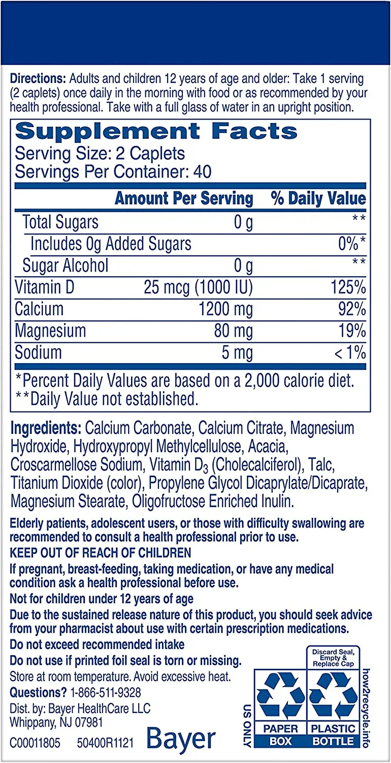 Citracal Slow Release 1200, Calcium Citrate 1200 mg, Calcium Carbonate Blend with D3