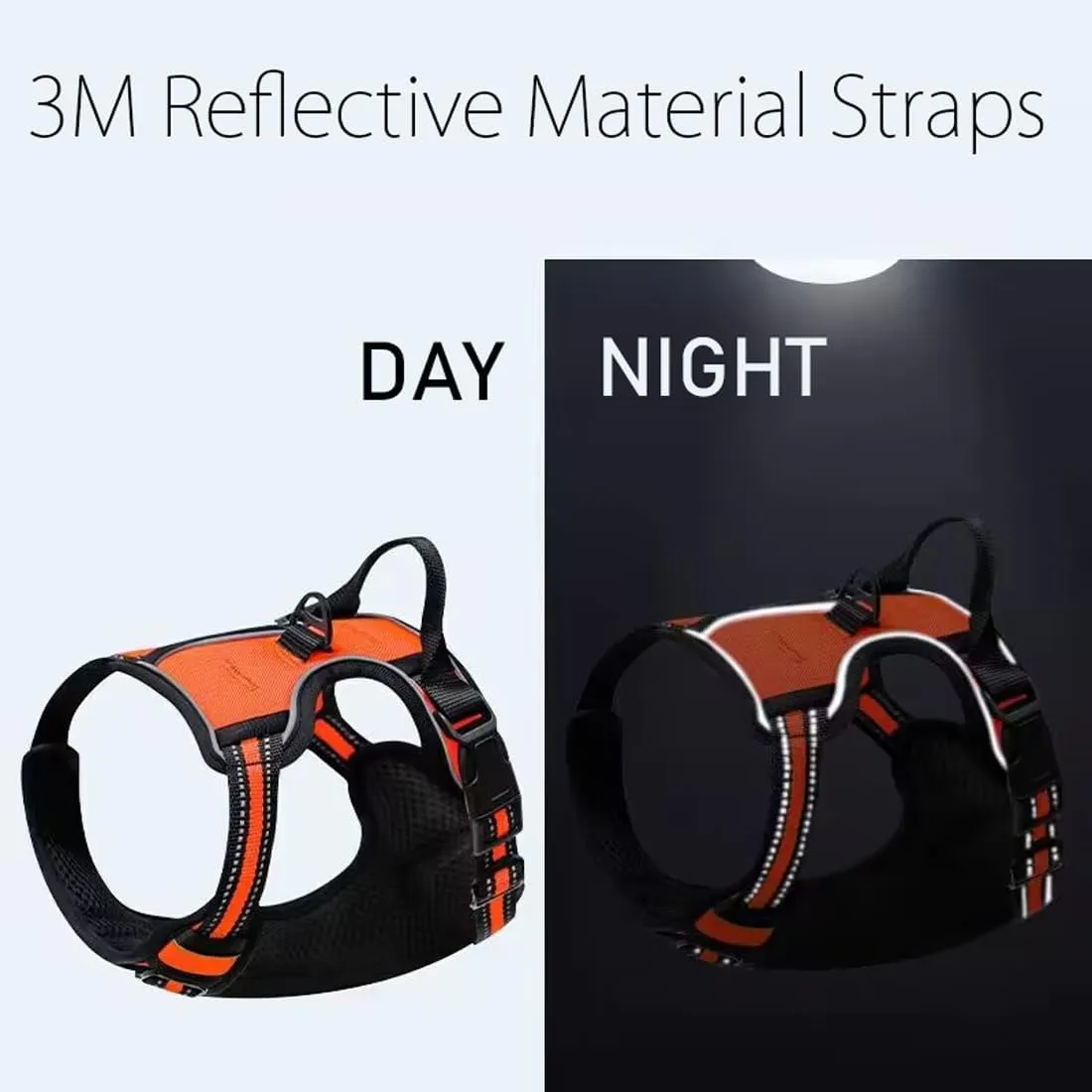 Comfortable Dog Harness and Leash Set No Pull Dog Chest Harness with Leash Adjustable Outdoor Pet Vest 3M Reflective Oxford Material Soft Padded for Small Medium Large Dogs (M, Orange)