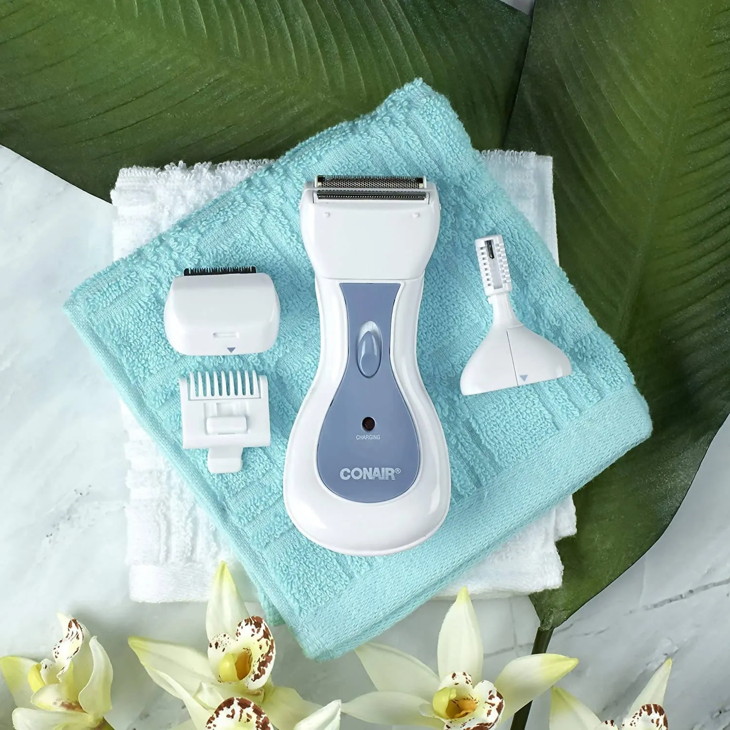 Conair Satiny Smooth All-in-One Ladies' Personal Groomer shaves legs and underarms, trim the bikini area, and even touch up eyebrows - LTGS40RCS