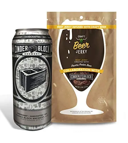 Craft Beef Jerky 3 Pack -Boulevard Tank 7 Infused Beef Jerky, Nebraska Brewing Brown Ale Infused Beef Jerky, Cinder Block Porter Infused Beef Jerky