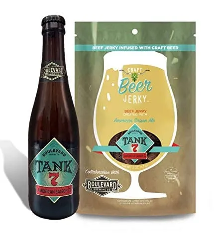 Craft Beef Jerky 3 Pack -Boulevard Tank 7 Infused Beef Jerky, Nebraska Brewing Brown Ale Infused Beef Jerky, Cinder Block Porter Infused Beef Jerky