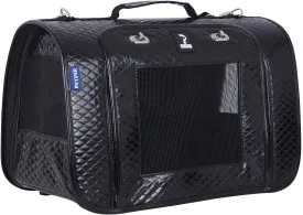 CW-125 Cat Carrier PU Leather Pet Carrier Designed for Cats, Small Dogs, Kittens, Puppies Pet Travel Carrying Handbag for Outdoor Travel Walking Hiking, Black