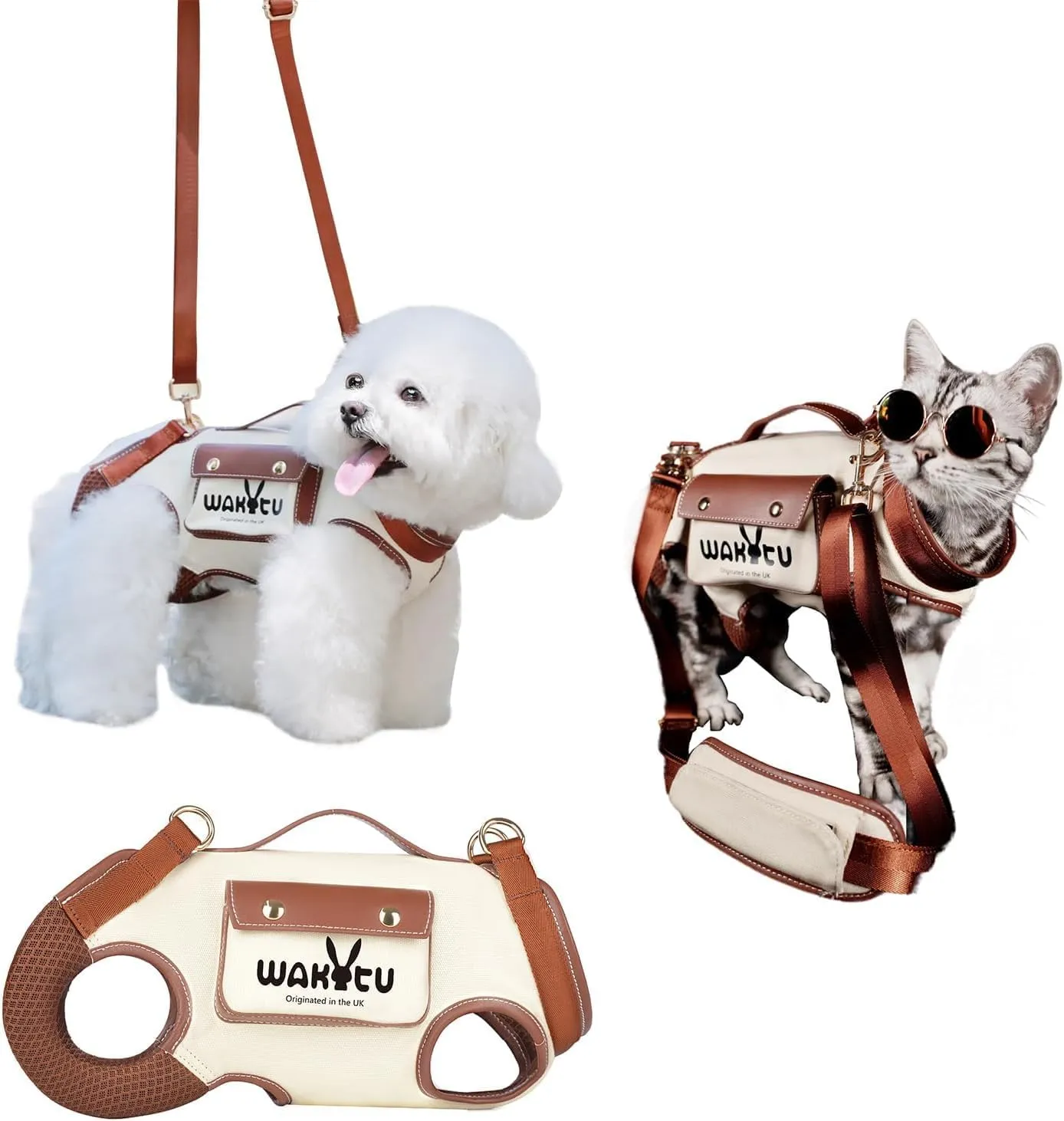 Dog Lift Harness Dog Carrier VES Harness Adjustable Leash with Small Puppy Treat Bag,Fits Most Cars,S4-8 LBS