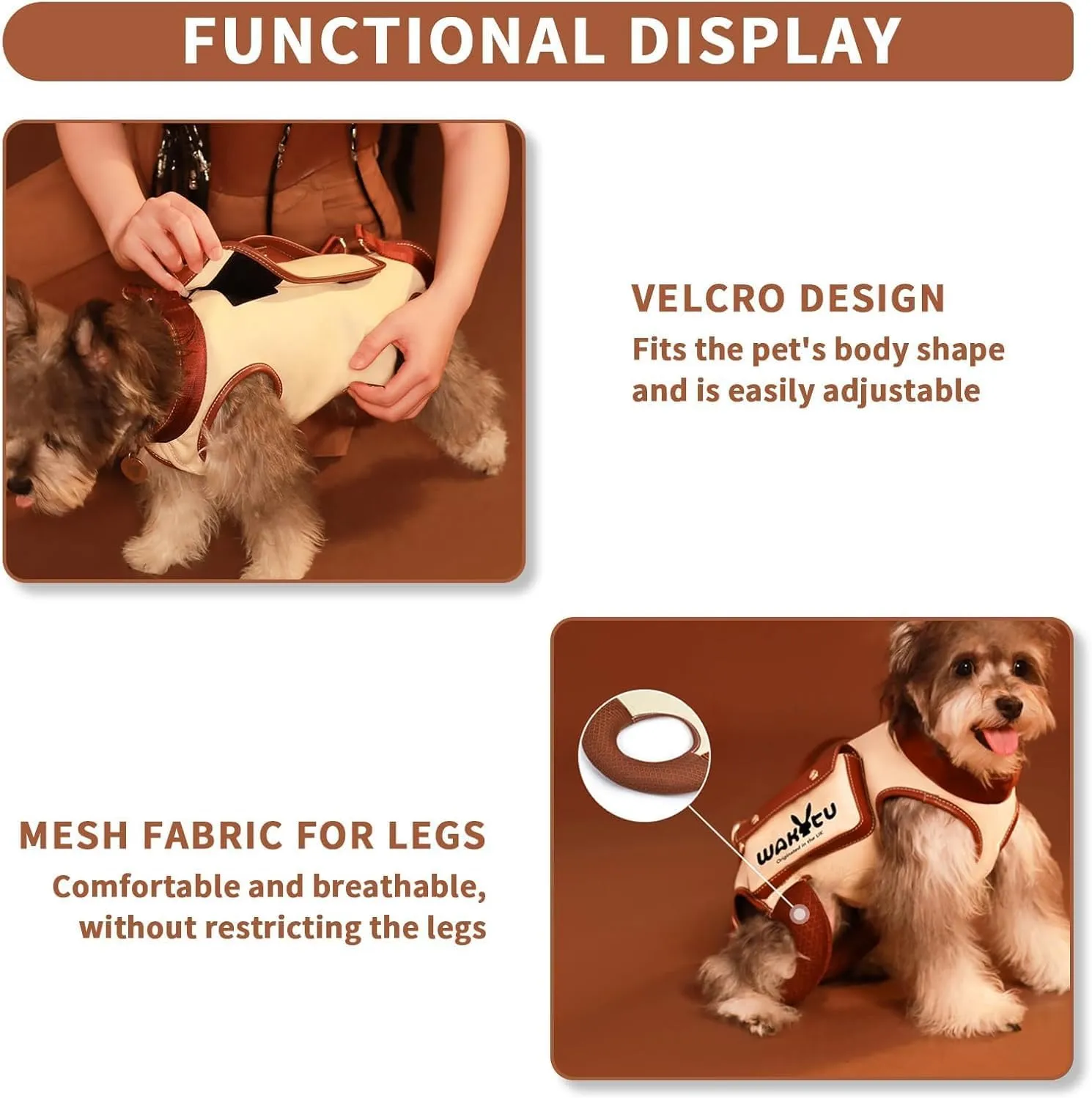 Dog Lift Harness Dog Carrier VES Harness Adjustable Leash with Small Puppy Treat Bag,Fits Most Cars,S4-8 LBS