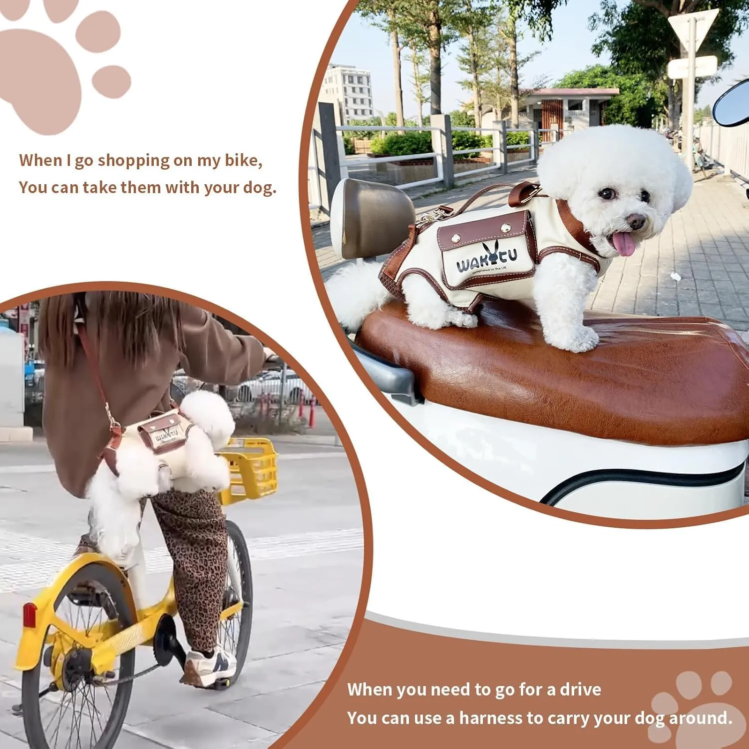 Dog Lift Harness Dog Carrier VES Harness Adjustable Leash with Small Puppy Treat Bag,Fits Most Cars,S4-8 LBS