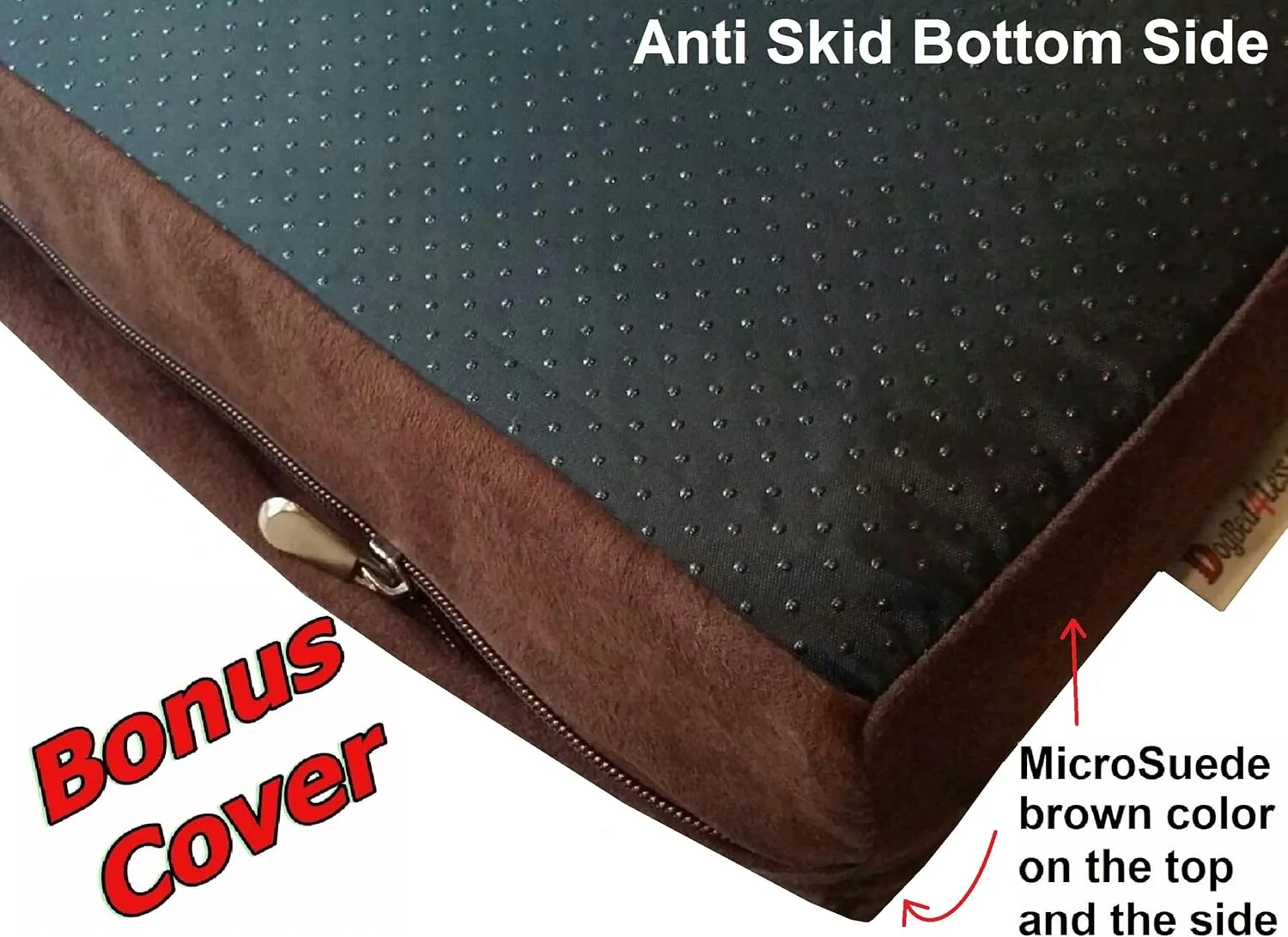 Dogbed4less Orthopedic Dog Bed with Memory Foam for Pet, Waterproof Liner with Durable Nylon and Bonus Antislip Microsuede External Covers (Ballistic in Seal Brown, Medium 37" Length X 27" Width)