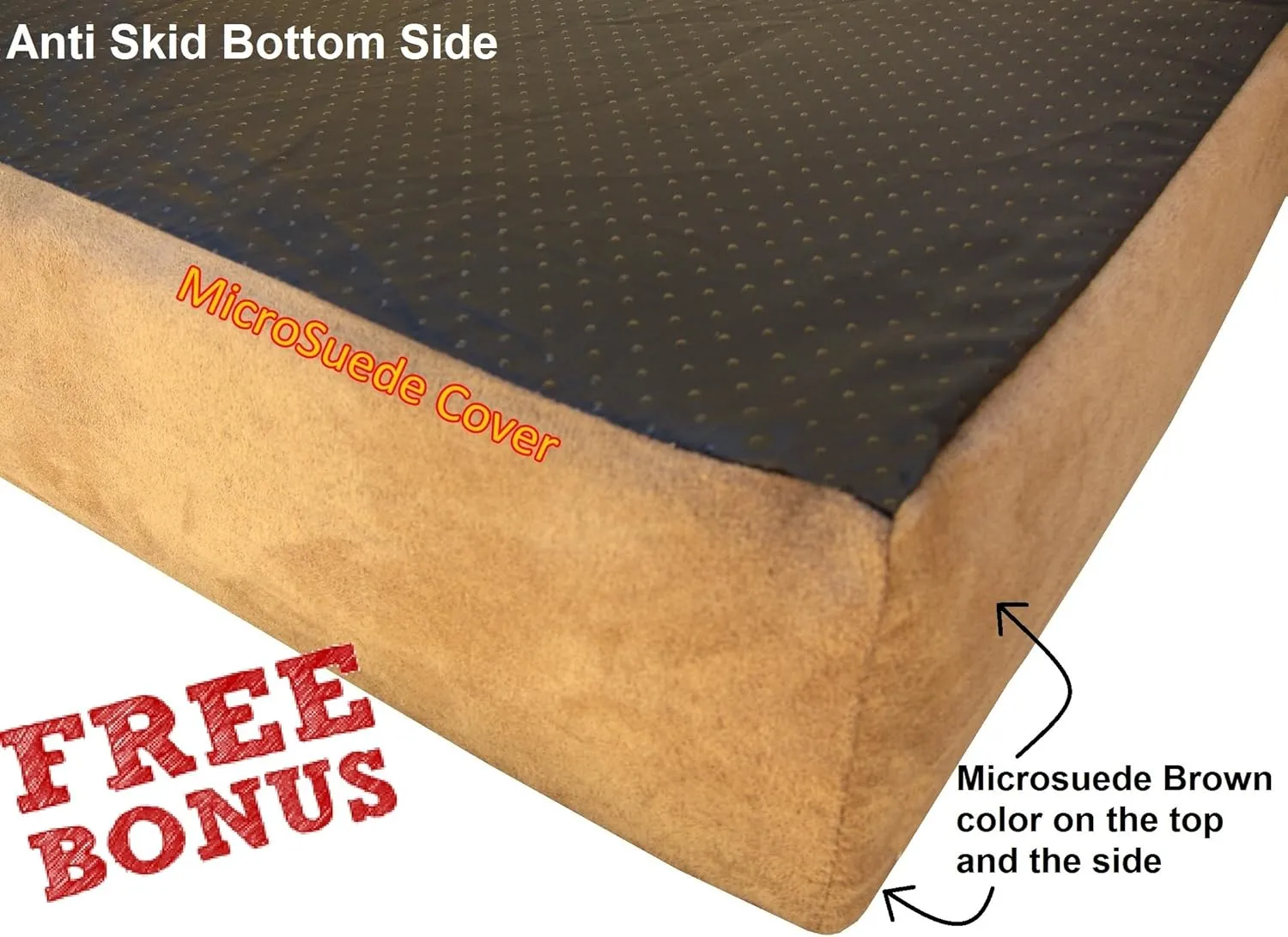 Dogbed4less Orthopedic Gel Memory Foam Pet Dog Bed, Waterproof Liner with Microsuede Cover and Extra External Case (Microsuede in Espresso, 37X27X4 Inches Medium Large)