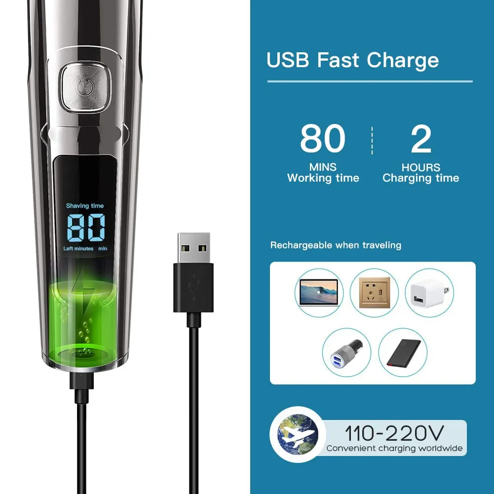 DSP® Facial Hair Trimmer for Men Electric Clippers and Grooming Sets for Pubic Hair Beard Nose Trimmer Kits USB Rechargeable IPX7 Waterproof