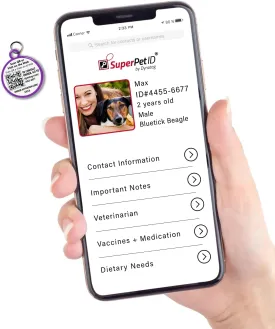 Dynotag Web Enabled Super Pet ID Smart Tag. Deluxe Coated Steel, with DynoIQ & Lifetime Recovery Service. Fun Series (Purple: Have Your People Call My People)
