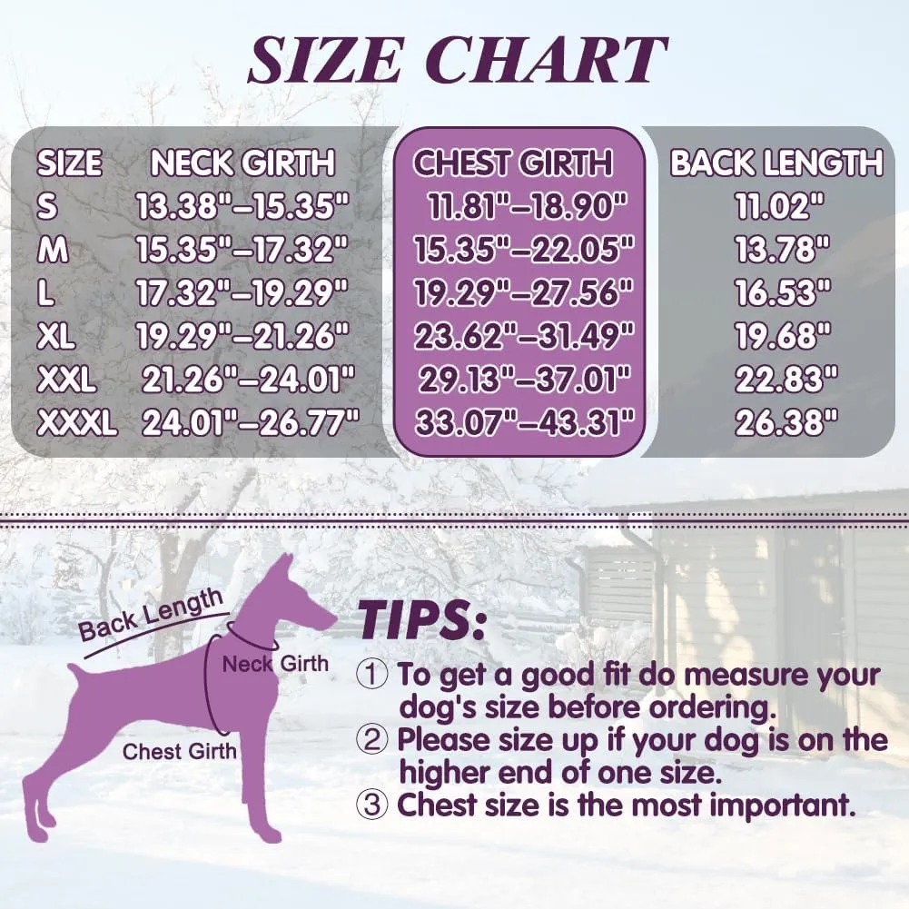 EMUST Winter Jacket for Dogs, Adjustable Buckle Warm Coat, Windproof Reflective Turtleneck Cold Weather Snow Clothes Vest With Drawstring, Rosepink L, Purple L