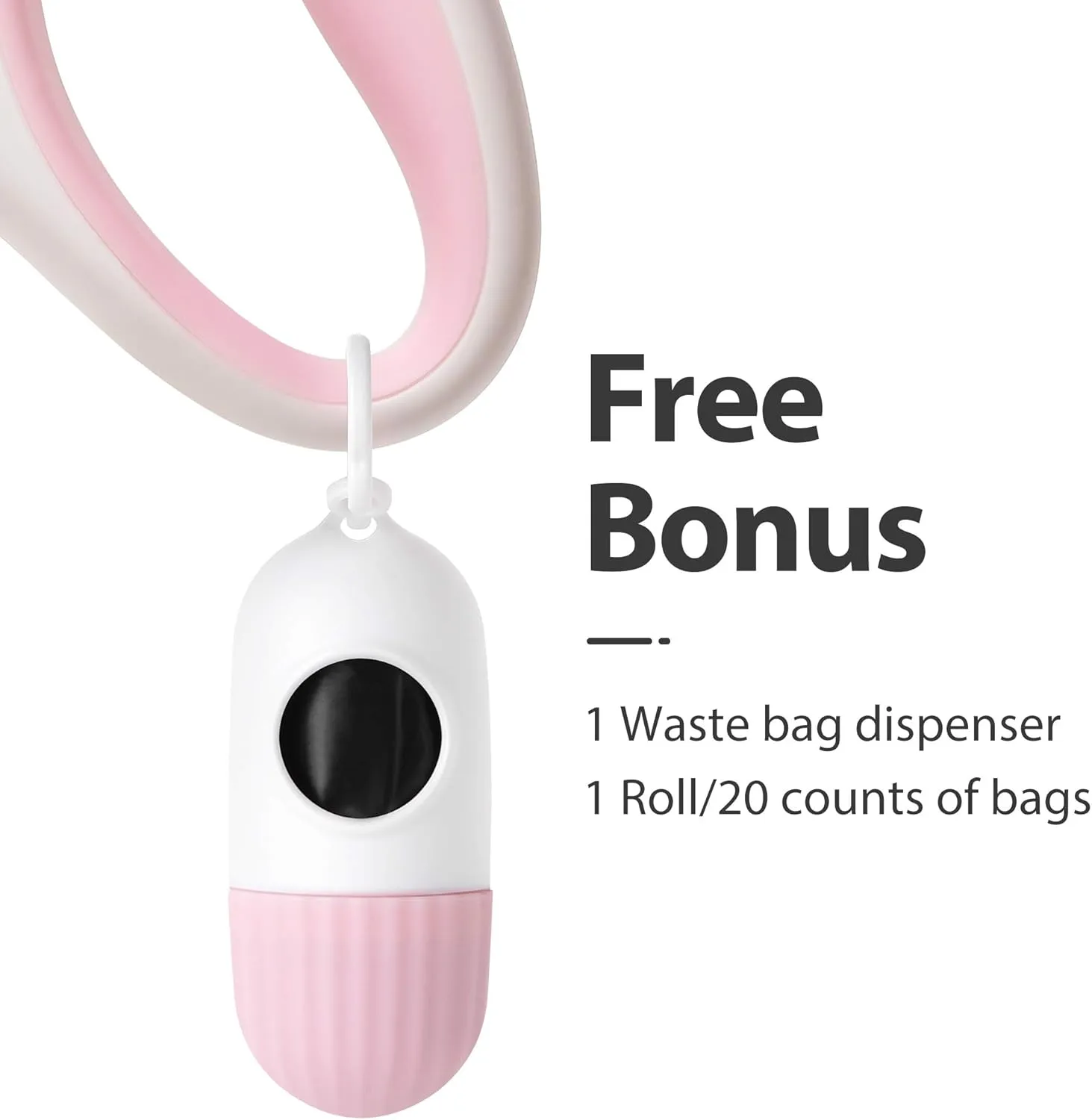 Fida Retractable Dog Leash with Dispenser and Poop Bags, 16 ft Pet Walking Leash for Medium Dog or Cat up to 44 lbs, Anti-Slip Handle, Tangle Free, Reflective Nylon Tape (M, White)