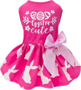 Fitwarm Eggstra Cute Easter Outfit, Bunny Dress, Holiday Clothes for Small Dogs and Cats, Hot Pink, Medium