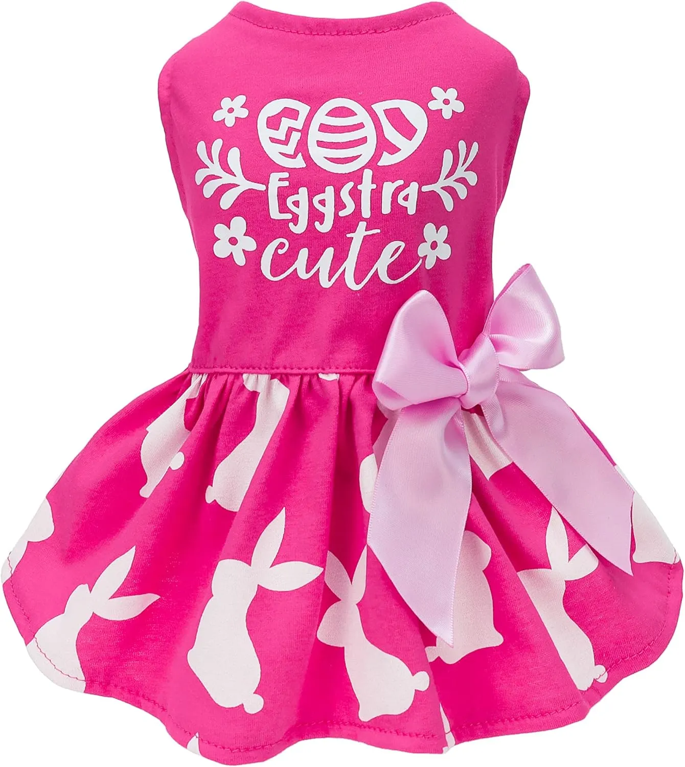 Fitwarm Eggstra Cute Easter Outfit, Bunny Dress, Holiday Clothes for Small Dogs and Cats, Hot Pink, Medium