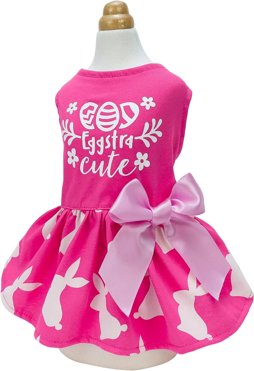 Fitwarm Eggstra Cute Easter Outfit, Bunny Dress, Holiday Clothes for Small Dogs and Cats, Hot Pink, Medium