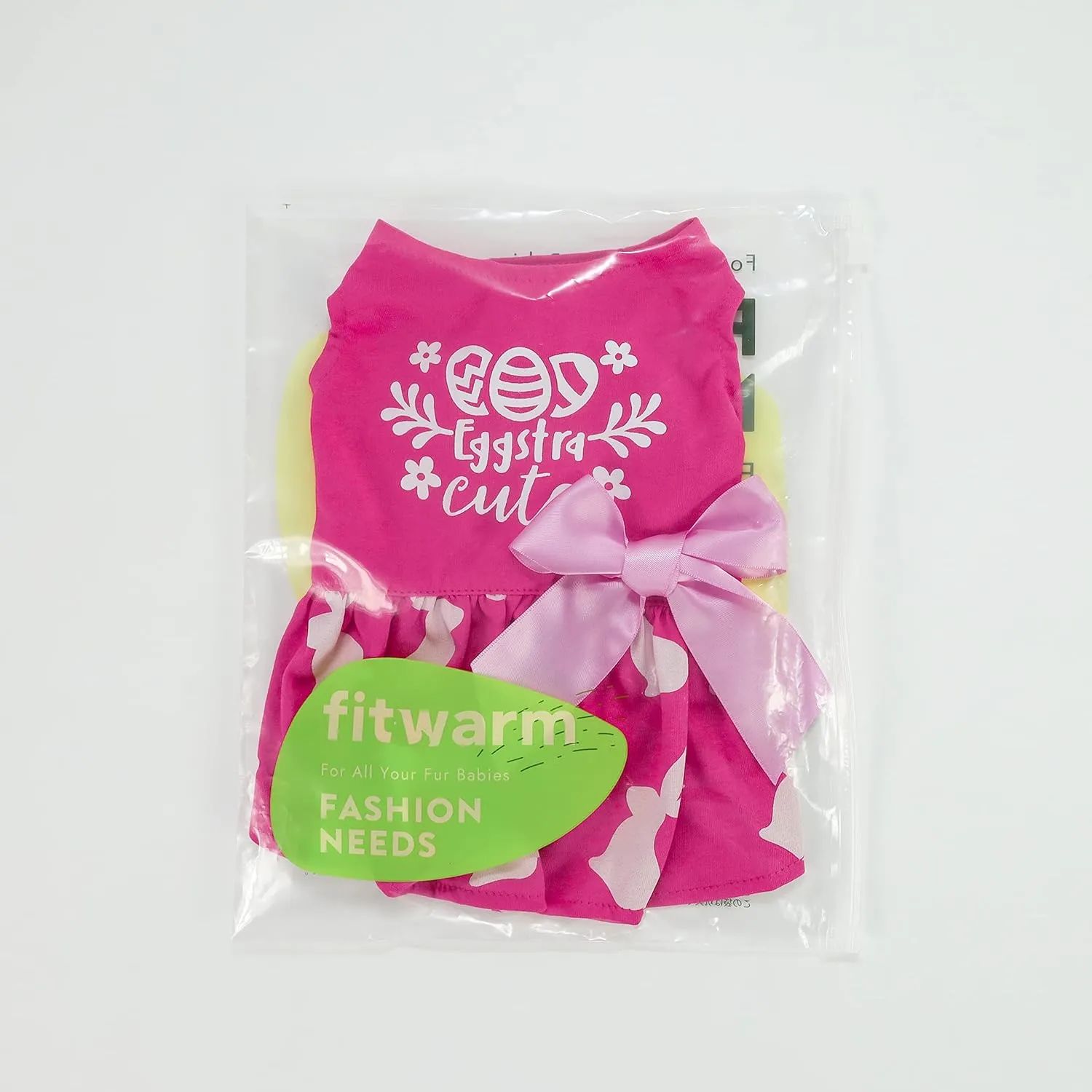 Fitwarm Eggstra Cute Easter Outfit, Bunny Dress, Holiday Clothes for Small Dogs and Cats, Hot Pink, Medium
